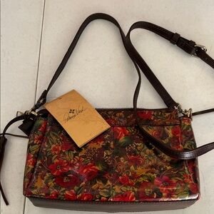 Patricia Nash Multicolor Floral Leather Crossbody Bag